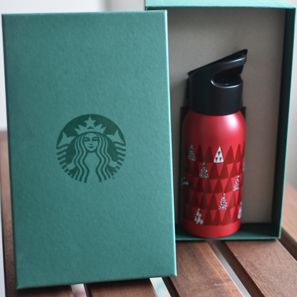 New in Orig Box Starbucks Holiday Water Flask 12oz Stainless Steel 2016 Rare - Picture 2 of 2
